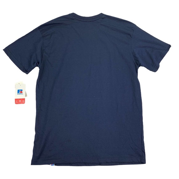 Russell Mens Santiago Logo Graphic Crewneck Short Sleeve T-Shirt Navy Blue L - Picture 4 of 4